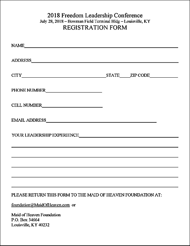 2018 Freedom Leadership Conference Registration Form