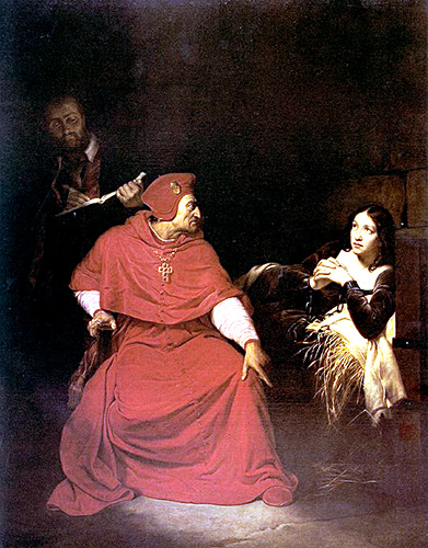 Joan of Arc in Prison being interogated by the Cardinal of Winchester by Paul Delaroche