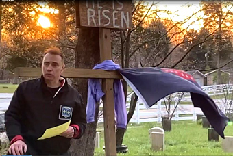 Ben in front of the Cross 