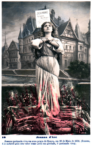Joan Burning at the stake Postcard - Photo courtesy of Virginia Frohlick of the St. Joan of Arc Center