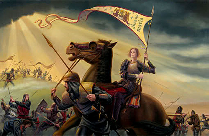 Painting of Joan of Arc in Battle with Banner