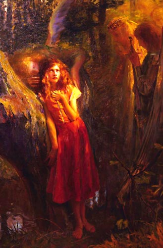 Painting of Joan of Arc with her Voices by Gaston Bussiere