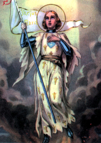 Holy Card of Saint Joan of Arc Rising from the Flames -  Photo courtesy of Virginia Frohlick of the St. Joan of Arc Center