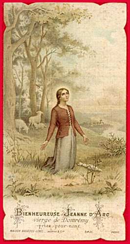 Joan of Arc's Kneeling in Prayer Holy Card