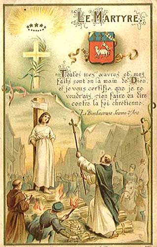  Holy Card of Joan of Arc at the stake title The Martyr