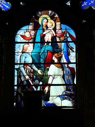 Stained Glass Window of Joan of Arc in Basilica of Joan of Arc near Domremy