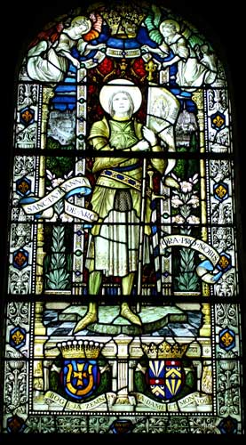 Stained Glass Window of Joan of Arc inside Cathedral of Reims