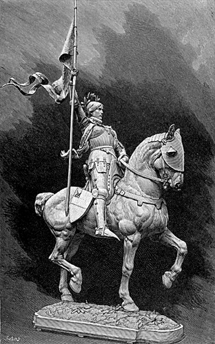 Drawing of the statue by Emmanuel Fremiet of Joan of Arc on Horseback