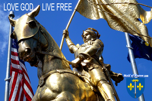 Joan of Arc Statue with American Flag