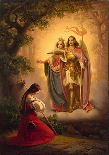 Painting of Joan of Arc with Saints Michael and Catherine by Hermann Anton Stilke