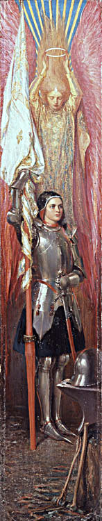 Joan of Arc with banner and angel by Theodore Blake Wirgman