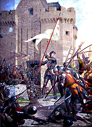 Joan of Arc leading the assault at Les Tourelles