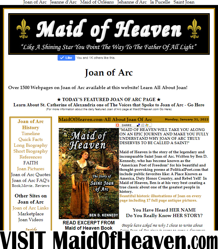 Joan of Arc Maid of Heaven website