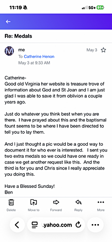 Joan of Arc email about relic 2