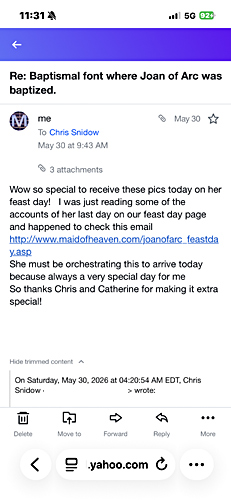 Joan of Arc email about relic 3