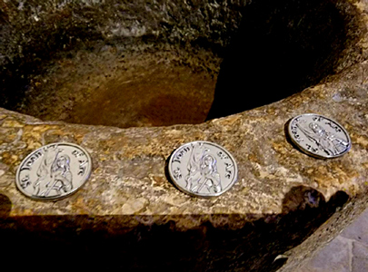 Church of Saint-Remy - Joan of Arc Medal on baptismal Fountain