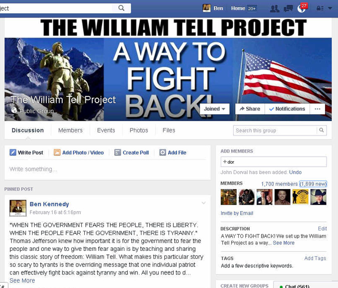 The William Tell Project Facebook Group